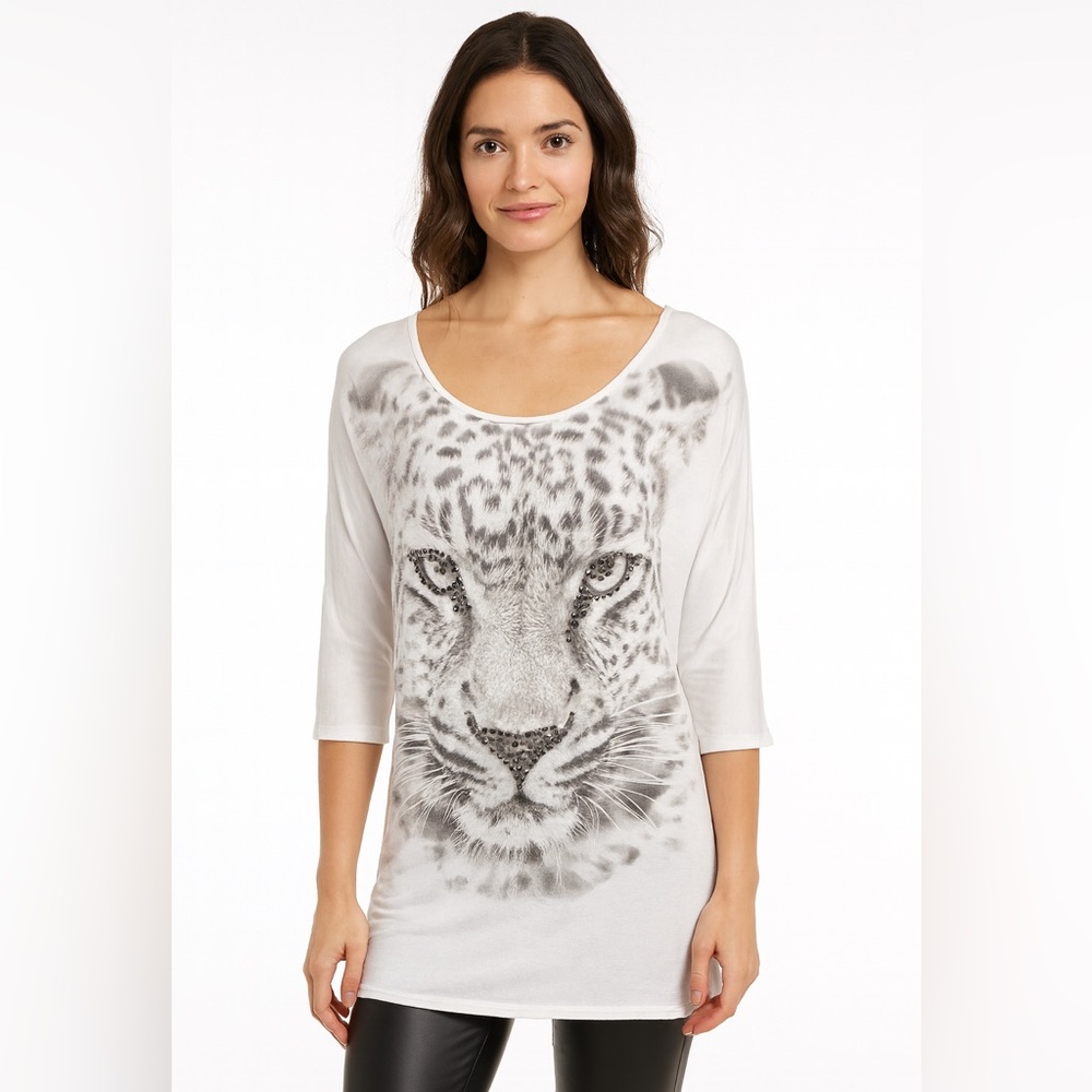 Vtg 90s slouchy blinged out tiger top